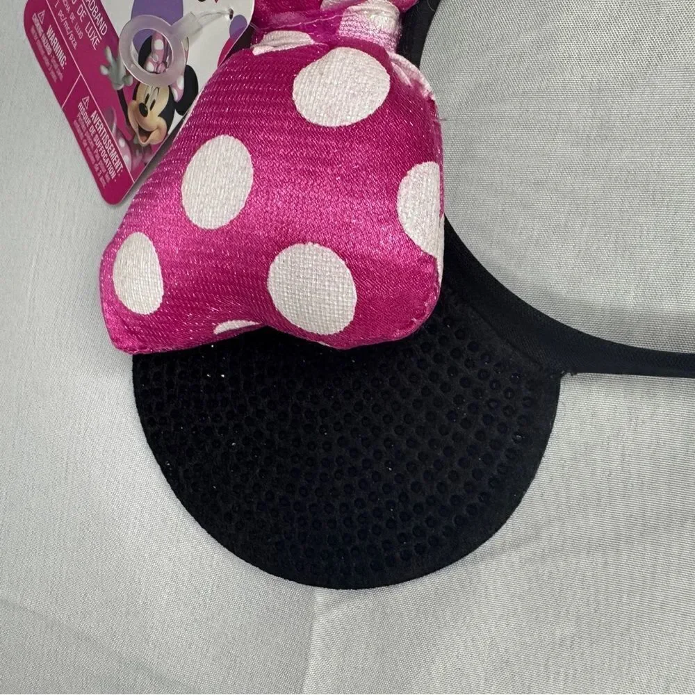 Minnie Mouse Disney Ears with Pink & White Polka Dot Bow